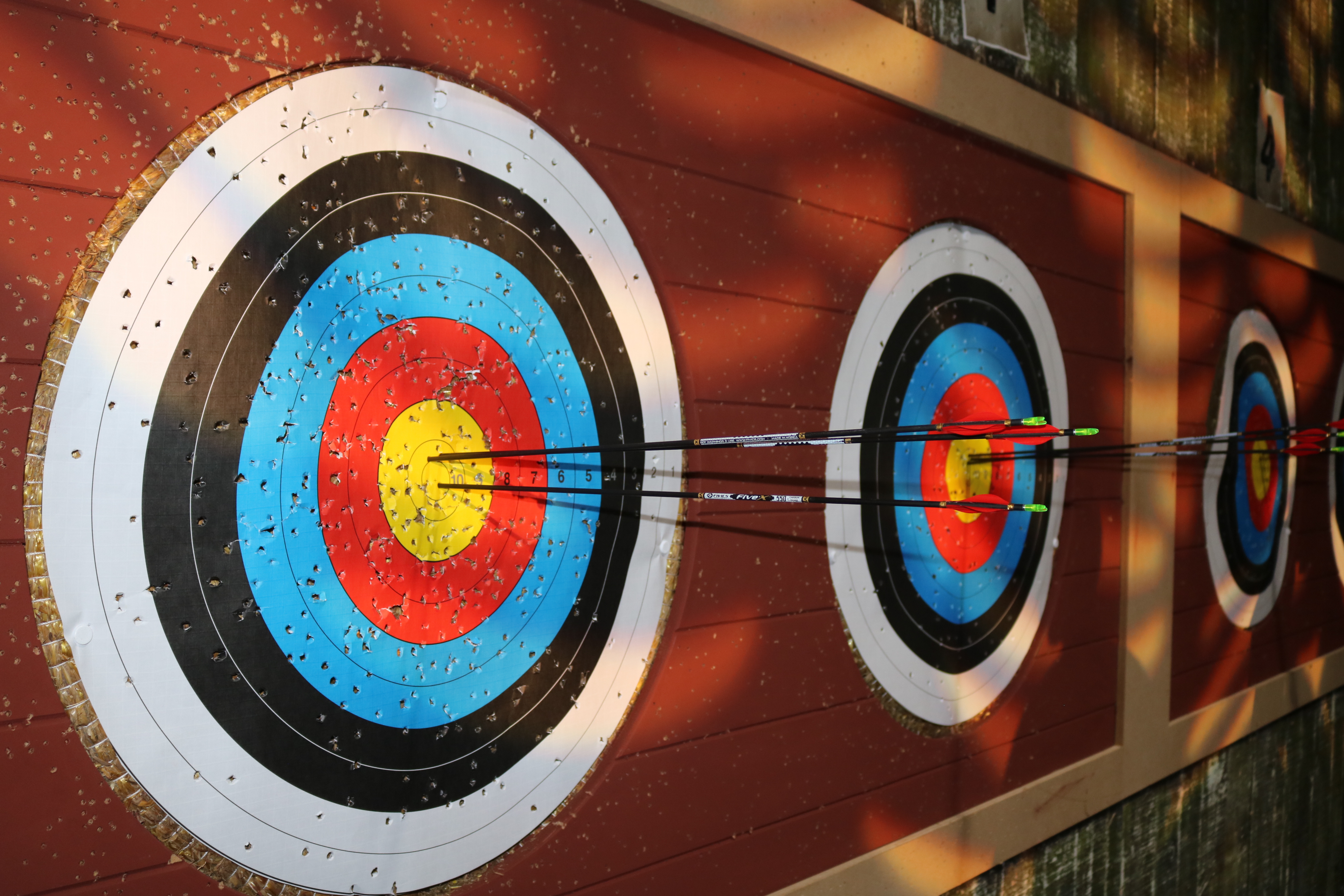 Target with arrow n on Archery Range at The Bear Grylls Adventure Birmingham