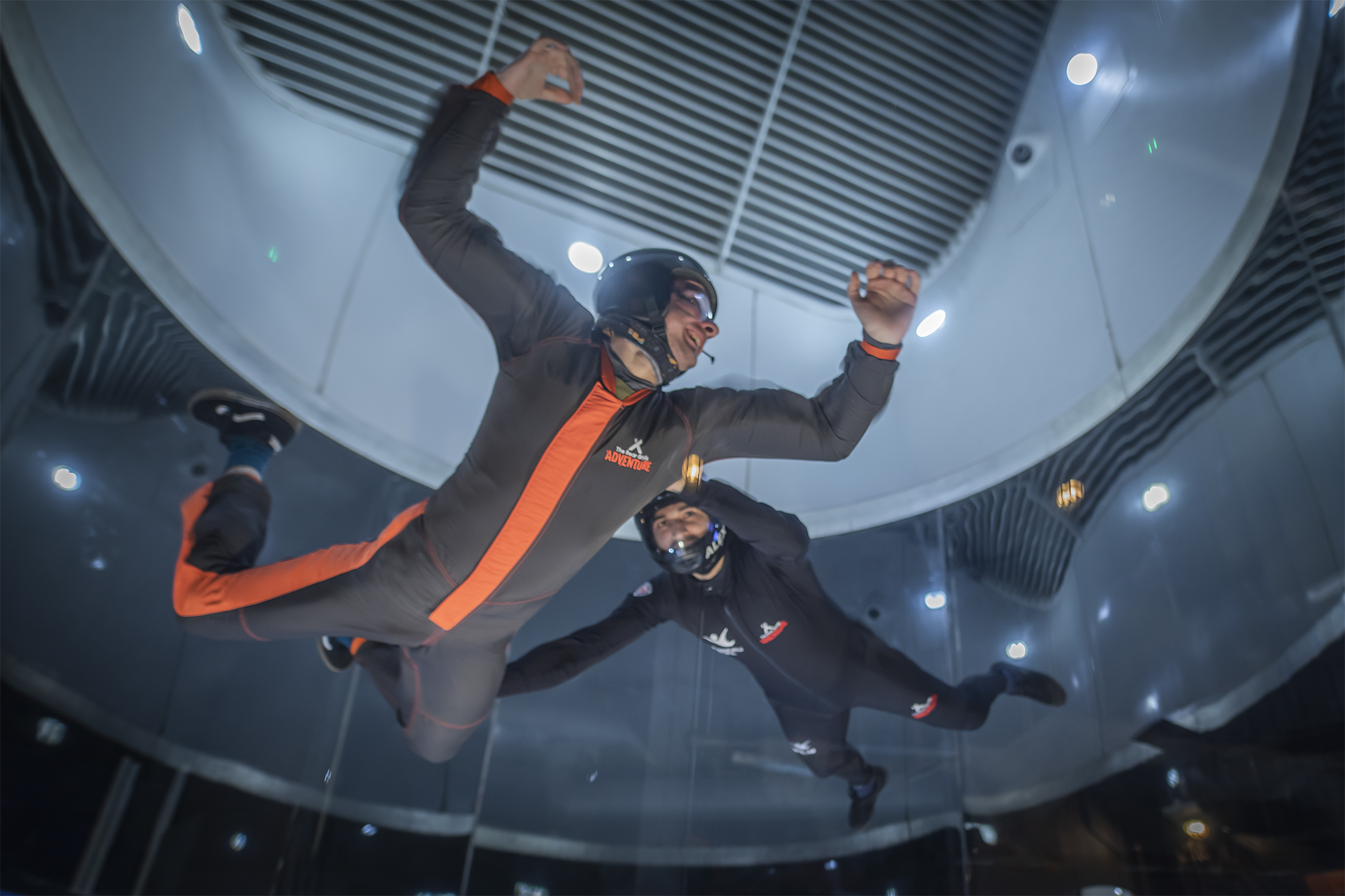 Man flies high in iFLY indoor skydiving tunnel at The Bear Grylls Adventure Birmingham